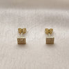 Arete Dormilona 02.213.0948 Oro Laminado, con Micro Pave Blanca, Pulido, Tono Dorado