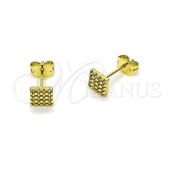 Arete Dormilona 02.213.0948 Oro Laminado, con Micro Pave Blanca, Pulido, Tono Dorado