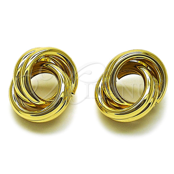 Arete Dormilona 02.213.0949 Oro Laminado, Diseño de Hueco, Pulido, Tono Dorado