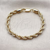 Pulsera Básica 5.222.033.06 Oro Laminado, Diseño de Rope, Pulido, Tono Dorado (Grosor 04.8 MM, 6 Pulgadas de Largo)