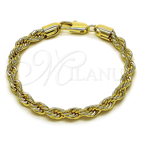 Pulsera Básica 5.222.033.06 Oro Laminado, Diseño de Rope, Pulido, Tono Dorado (Grosor 04.8 MM, 6 Pulgadas de Largo)