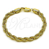 Pulsera Básica 5.222.033.06 Oro Laminado, Diseño de Rope, Pulido, Tono Dorado (Grosor 04.8 MM, 6 Pulgadas de Largo)