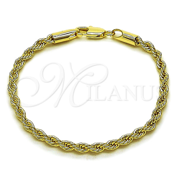 Pulsera Básica 5.222.035.06 Oro Laminado, Diseño de Rope, Pulido, Tono Dorado (Grosor 03 MM, 6 Pulgadas de Largo)