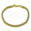 Pulsera Básica 5.222.035.06 Oro Laminado, Diseño de Rope, Pulido, Tono Dorado (Grosor 03 MM, 6 Pulgadas de Largo)
