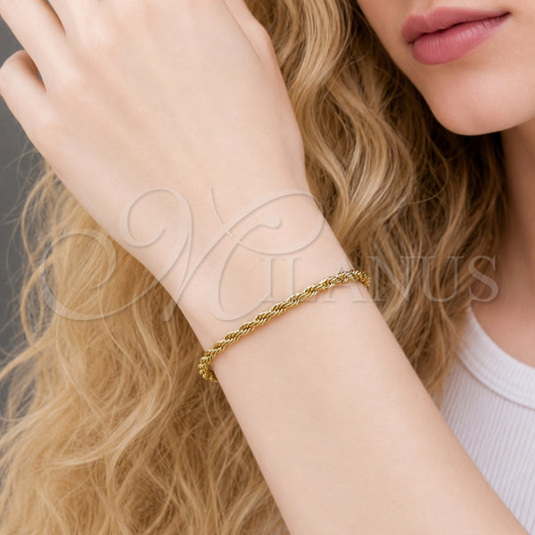Pulsera Básica 5.222.036.06 Oro Laminado, Diseño de Rope, Pulido, Tono Dorado (Grosor 02.5 MM, 6 Pulgadas de Largo)