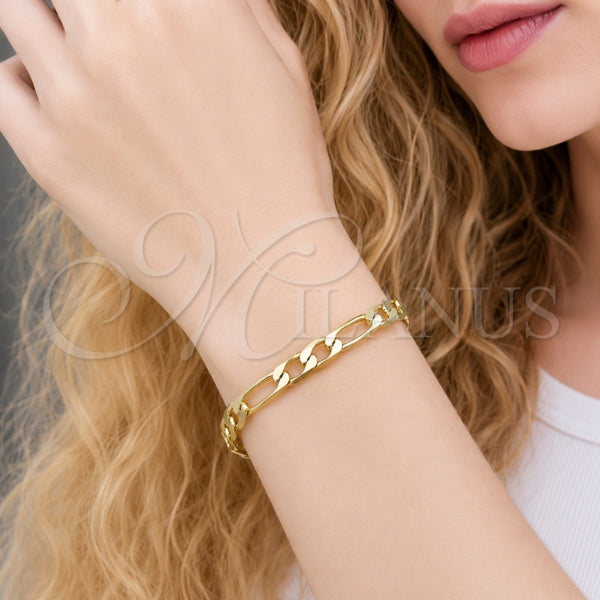 Pulsera Básica 5.222.014.06 Oro Laminado, Diseño de Figaro, Pulido, Tono Dorado (Grosor 05.3 MM, 6 Pulgadas de Largo)