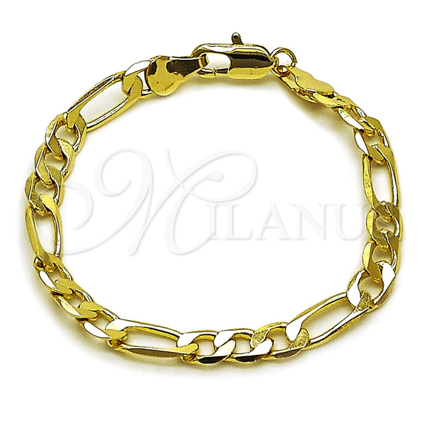 Pulsera Básica 5.222.014.06 Oro Laminado, Diseño de Figaro, Pulido, Tono Dorado (Grosor 05.3 MM, 6 Pulgadas de Largo)