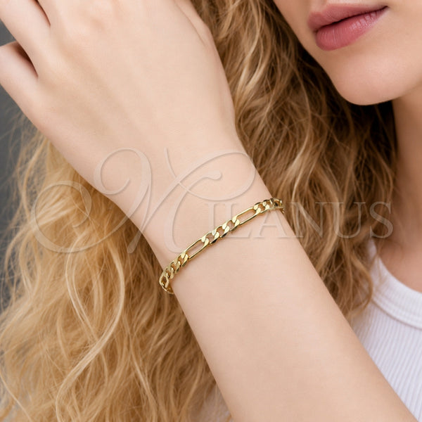 Pulsera Básica 5.222.016.06 Oro Laminado, Diseño de Figaro, Pulido, Tono Dorado (Grosor 03.6 MM, 6 Pulgadas de Largo)