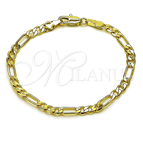 Pulsera Básica 5.222.016.06 Oro Laminado, Diseño de Figaro, Pulido, Tono Dorado (Grosor 03.6 MM, 6 Pulgadas de Largo)
