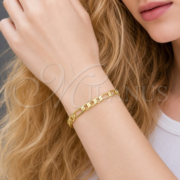 Pulsera Básica 5.222.015.06 Oro Laminado, Diseño de Figaro, Pulido, Tono Dorado (Grosor 04.5 MM, 6 Pulgadas de Largo)