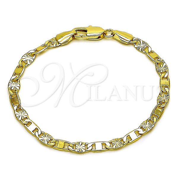 Pulsera Básica 04.213.0367.06 Oro Laminado, Diseño de Mariner, Diamantado, Tono Dorado (Calibre 0.80, Grosor 04 MM, 6 Pulgadas de Largo)