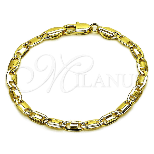 Pulsera Básica 04.213.0170.06 Oro Laminado, Diseño de Mariner, Pulido, Tono Dorado (Grosor 04 MM, 6 Pulgadas de Largo)