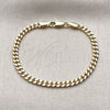 Pulsera Elegante 04.213.0368.06 Oro Laminado, Diseño de Miami Cubana, Pulido, Tono Dorado (Grosor 03.5 MM, 6 Pulgadas de Largo)