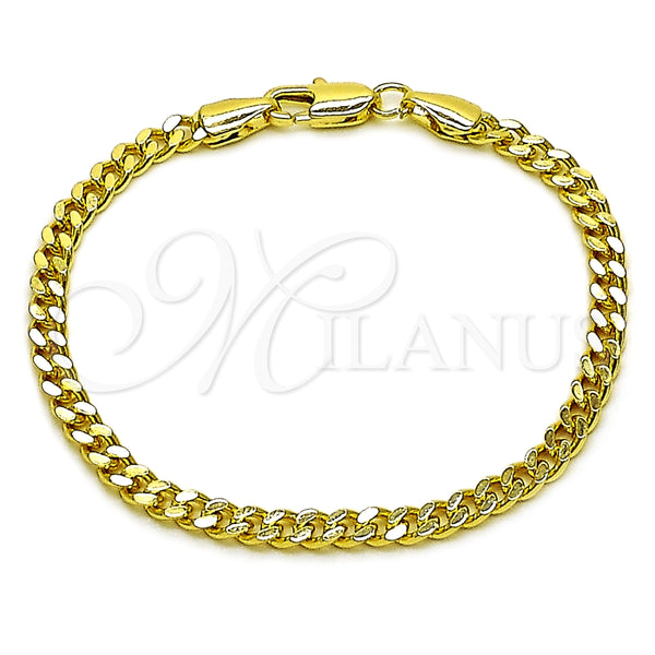 Pulsera Elegante 04.213.0368.06 Oro Laminado, Diseño de Miami Cubana, Pulido, Tono Dorado (Grosor 03.5 MM, 6 Pulgadas de Largo)