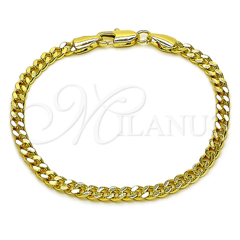 Pulsera Elegante 04.213.0368.06 Oro Laminado, Diseño de Miami Cubana, Pulido, Tono Dorado (Grosor 03.5 MM, 6 Pulgadas de Largo)