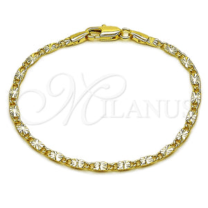 Tobillera Básica 03.213.0291.06 Oro Laminado, Diseño de Mariner, Diamantado, Tono Dorado (Grosor 02.5 MM, 6 Pulgadas de Largo)