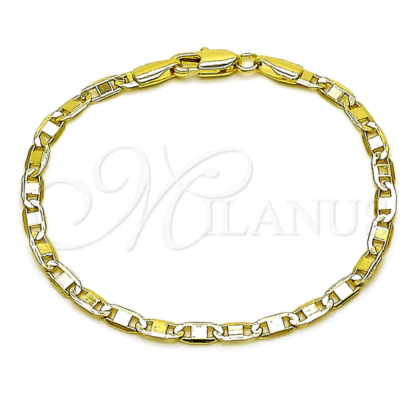 Pulsera Básica 04.213.0030.06 Oro Laminado, Diseño de Mariner, Pulido, Tono Dorado (Grosor 03 MM, 6 Pulgadas de Largo)