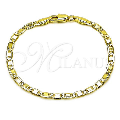 Pulsera Básica 04.213.0030.06 Oro Laminado, Diseño de Mariner, Pulido, Tono Dorado (Grosor 03 MM, 6 Pulgadas de Largo)