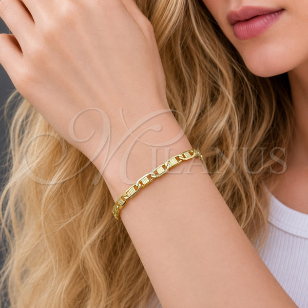 Pulsera Básica 5.223.009.06 Oro Laminado, Diseño de Mariner, Diamantado, Tono Dorado (Grosor 04 MM, 6 Pulgadas de Largo)