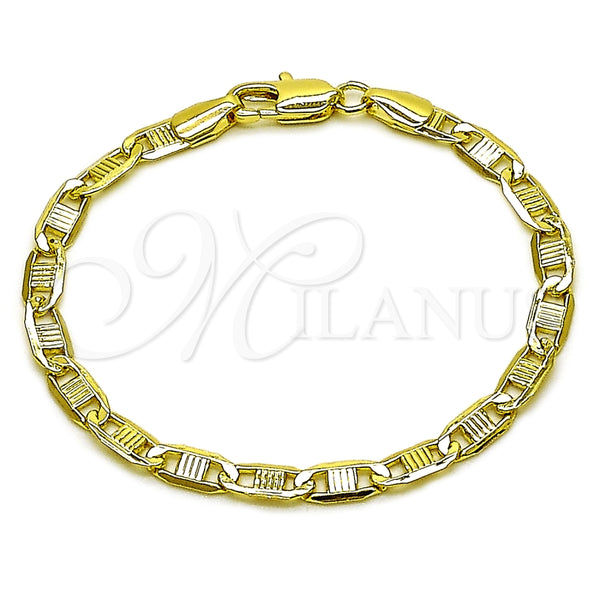 Pulsera Básica 5.223.009.06 Oro Laminado, Diseño de Mariner, Diamantado, Tono Dorado (Grosor 04 MM, 6 Pulgadas de Largo)