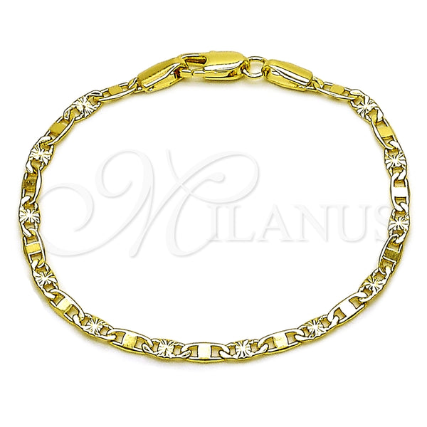 Pulsera Básica 04.213.0369.06 Oro Laminado, Diseño de Mariner, Diamantado, Tono Dorado (Grosor 02.8 MM, 6 Pulgadas de Largo)