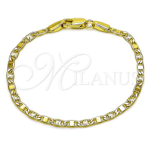 Pulsera Básica 04.213.0369.06 Oro Laminado, Diseño de Mariner, Diamantado, Tono Dorado (Grosor 02.8 MM, 6 Pulgadas de Largo)