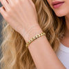 Pulsera Básica 04.213.0342.06 Oro Laminado, Diseño de Cubana, Diamantado, Tono Dorado (Grosor 06.2 MM, 6 Pulgadas de Largo)