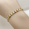 Pulsera Básica 04.213.0342.06 Oro Laminado, Diseño de Cubana, Diamantado, Tono Dorado (Grosor 06.2 MM, 6 Pulgadas de Largo)