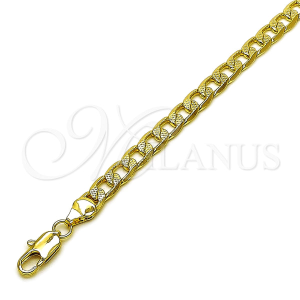 Pulsera Básica 04.213.0342.06 Oro Laminado, Diseño de Cubana, Diamantado, Tono Dorado (Grosor 06.2 MM, 6 Pulgadas de Largo)