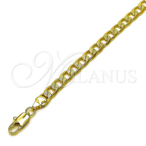 Pulsera Básica 04.213.0342.06 Oro Laminado, Diseño de Cubana, Diamantado, Tono Dorado (Grosor 06.2 MM, 6 Pulgadas de Largo)