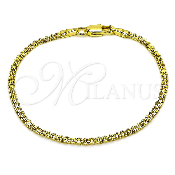 Pulsera Básica 04.213.0066.06 Oro Laminado, Diseño de Bismarco, Diamantado, Tono Dorado (Grosor 02.2 MM, 6 Pulgadas de Largo)