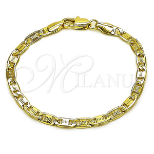 Pulsera Básica 04.213.0372.06 Oro Laminado, Diseño de Mariner, Diamantado, Tono Dorado (Calibre 0.80, Grosor 04 MM, 6 Pulgadas de Largo)