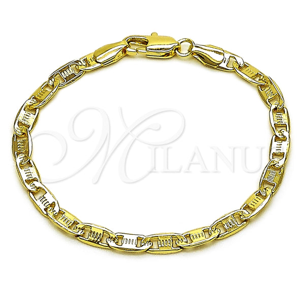 Pulsera Básica 04.213.0372.06 Oro Laminado, Diseño de Mariner, Diamantado, Tono Dorado (Calibre 0.80, Grosor 04 MM, 6 Pulgadas de Largo)