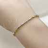 Pulsera Básica 04.213.0373.06 Oro Laminado, Diseño de Paperclip, Pulido, Tono Dorado (Grosor 02.5 MM, 6 Pulgadas de Largo)