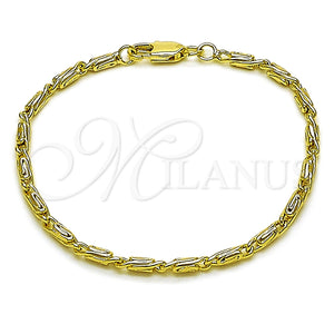 Pulsera Básica 04.213.0373.06 Oro Laminado, Diseño de Paperclip, Pulido, Tono Dorado (Grosor 02.5 MM, 6 Pulgadas de Largo)
