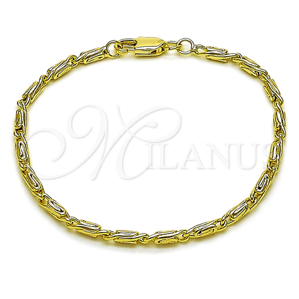 Pulsera Básica 04.213.0373.06 Oro Laminado, Diseño de Paperclip, Pulido, Tono Dorado (Grosor 02.5 MM, 6 Pulgadas de Largo)