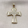 Dije Religioso 05.459.0010 Oro Laminado, Diseño de Cruz, con Zirconia Cubica Blanca, Pulido, Tono Dorado