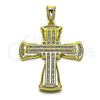 Dije Religioso 05.459.0010 Oro Laminado, Diseño de Cruz, con Zirconia Cubica Blanca, Pulido, Tono Dorado