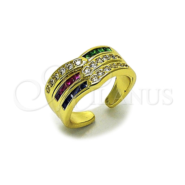 Anillo Multi Piedra 01.459.0001 Oro Laminado, con Zirconia Cubica Multicolor y Blanca, Pulido, Tono Dorado (Talla Unica)