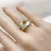 Anillo Multi Piedra 01.459.0003 Oro Laminado, Diseño de Nudo, con Micro Pave Blanca, Pulido, Tono Dorado (Talla Unica)