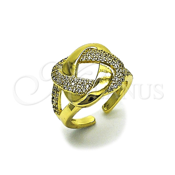 Anillo Multi Piedra 01.459.0003 Oro Laminado, Diseño de Nudo, con Micro Pave Blanca, Pulido, Tono Dorado (Talla Unica)