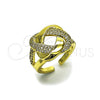 Anillo Multi Piedra 01.459.0003 Oro Laminado, Diseño de Nudo, con Micro Pave Blanca, Pulido, Tono Dorado (Talla Unica)