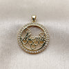 Dije Elegante 05.459.0014 Oro Laminado, Diseño de Mama y Corazón, con Zirconia Cubica Blanca, Pulido, Tono Dorado