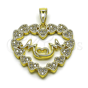 Dije Elegante 05.459.0016 Oro Laminado, Diseño de Corazón y Mama, con Zirconia Cubica Blanca, Pulido, Tono Dorado