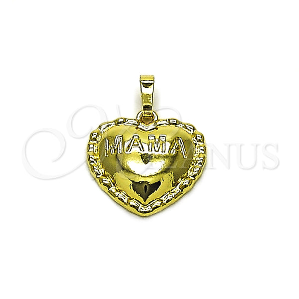 Dije Elegante 05.459.0017 Oro Laminado, Diseño de Corazón y Mama, Pulido, Tono Dorado