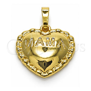 Dije Elegante 05.459.0017 Oro Laminado, Diseño de Corazón y Mama, Pulido, Tono Dorado