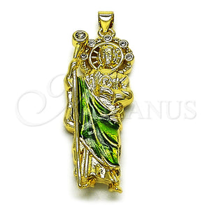 Dije Elegante 05.459.0021 Oro Laminado, Diseño de San Judas, con Zirconia Cubica Blanca, Pulido, Dos Tonos