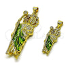 Dije Religioso 05.459.0022 Oro Laminado, Diseño de San Judas, con Zirconia Cubica Blanca, Pulido, Dos Tonos