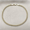 Tobillera Básica 03.213.0299.10 Oro Laminado, Diamantado, Tono Dorado (Grosor 04 MM, 10 Pulgadas de Largo)