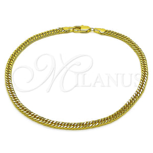 Tobillera Básica 03.213.0299.10 Oro Laminado, Diamantado, Tono Dorado (Grosor 04 MM, 10 Pulgadas de Largo)